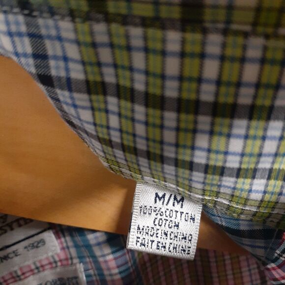 Sero by Forsyth Men's Long Sleeve Shirt Plaid Pink Green Front Pocket Size M - Picture 3 of 9